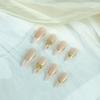 BQZQPAMZ 24pcs Gold Bow Medium Almond Fake Nails White French Tip Press on Nails Gold Curve Design Glossy Full Cover Acrylic Nails for Women DIY Spring Nail Art Decoration view 4
