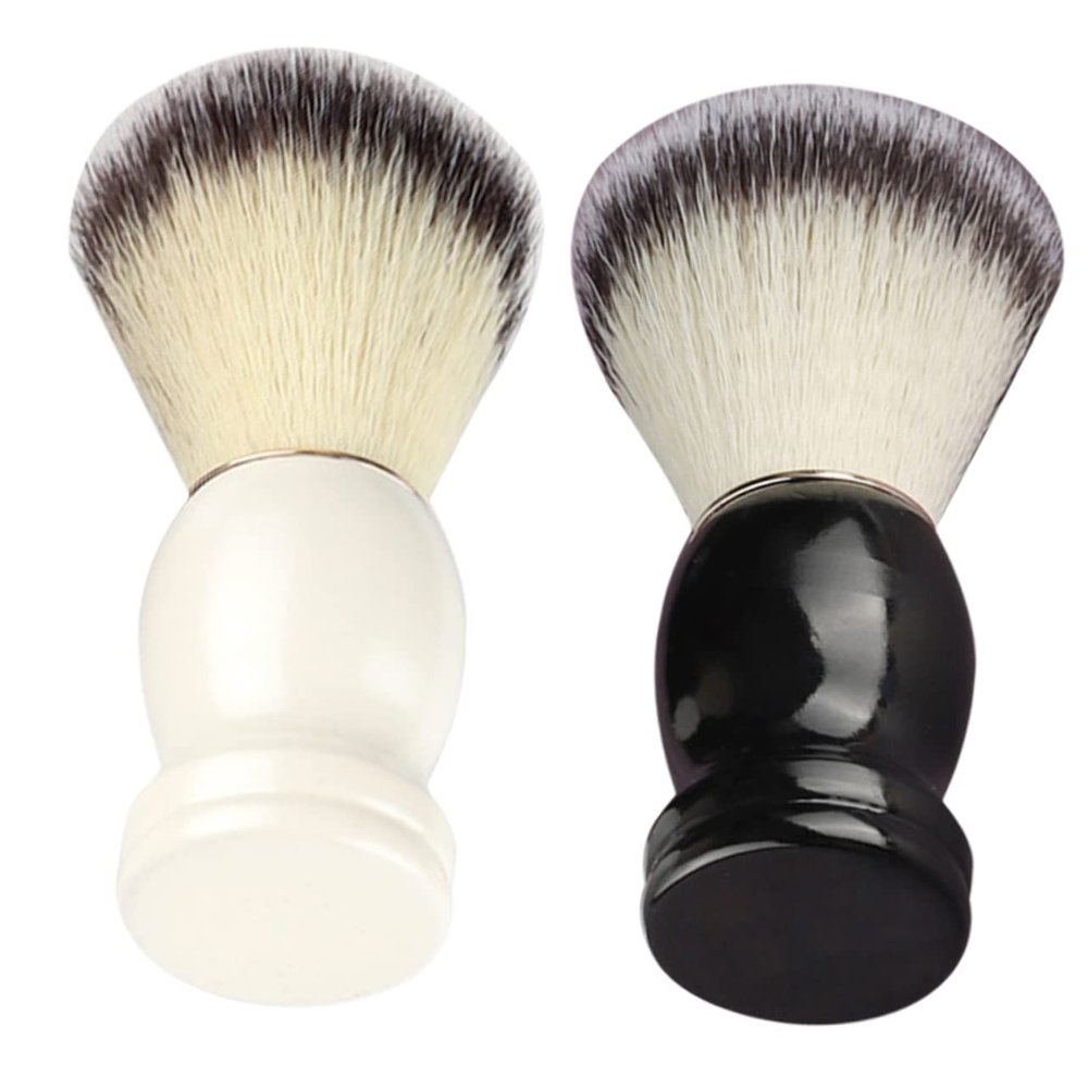 NIYANGLE 2pcs Manual Shaving Brushes Soft Bristles for Beard Grooming for Barber Shops and Home Use and Design