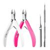 Criyar Whole Set Fine Edge Cuticle Trimmer & Nippers, Silicone Handle Nail Tools for Precise Removal, Durable Washable Cuticle Cutter&Remover&Pusher Nail Clippers (White/Rose+Pusher) view 1