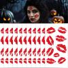 12 Sheets Kiss Tattoos Temporary Stickers, 108 Pcs Red Kiss Lip Print Waterproof Fake Tattoo for Women Girls Kids Face Body Halloween Valentine Gifts, Vampire Makeup, Party Favors, Decorations view 1