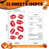12 Sheets Kiss Tattoos Temporary Stickers, 108 Pcs Red Kiss Lip Print Waterproof Fake Tattoo for Women Girls Kids Face Body Halloween Valentine Gifts, Vampire Makeup, Party Favors, Decorations view 2