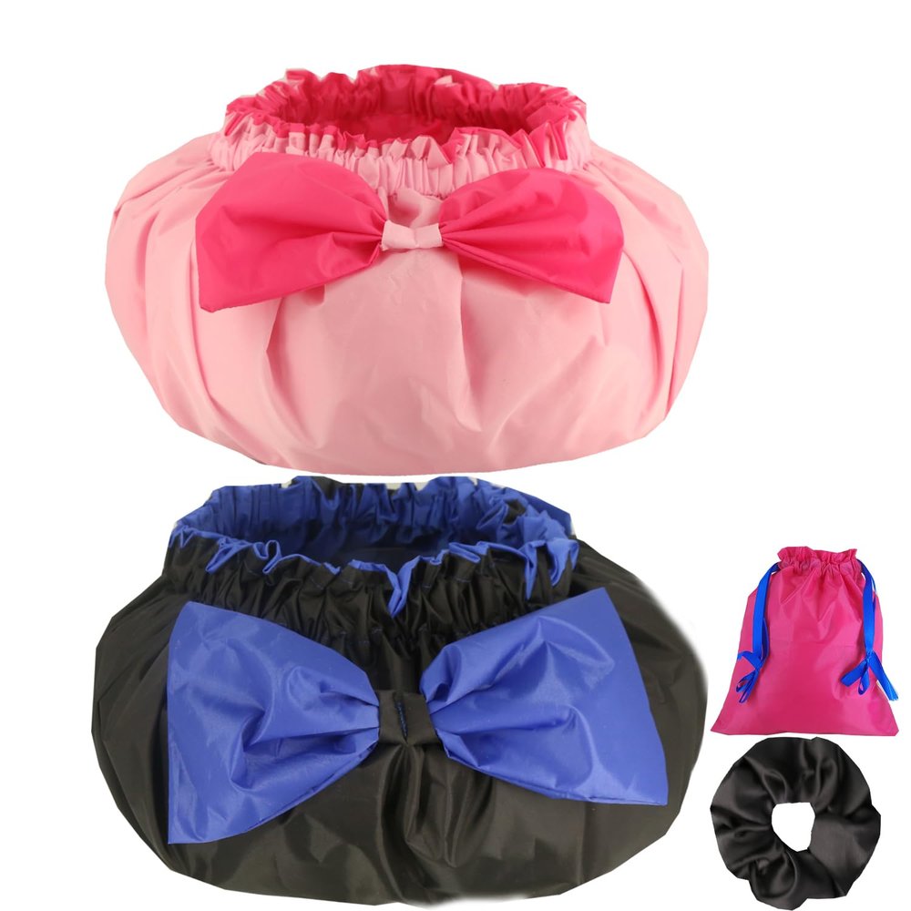 2PCS Genergy Jumbo XL Shower Cap for Braids Reusable and Waterproof Shower Cap, Super Extra Large for Thick, Long, Big Hair, Dual and Adjustable, Washable Bath Hat with Dreadlocks