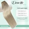 Licoville Weft Hair Extensions Sew in White Blonde Real Human Hair Weft Extension Sew in Bundles 14 Inch 80G Soft Straight Platinum Blonde Hand Tied Weft Hair Extensions Human Hair for Women view 2