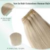 Licoville Weft Hair Extensions Sew in White Blonde Real Human Hair Weft Extension Sew in Bundles 14 Inch 80G Soft Straight Platinum Blonde Hand Tied Weft Hair Extensions Human Hair for Women view 3