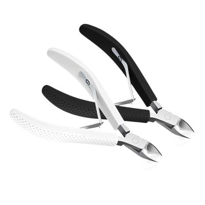 Criyar Fine Edge Cuticle Trimmer & Nippers, Scissors, Silicone Handle Carbon Steel Nail Tools for Precise Removal, Durable Washable Cuticle Cutter & Remover Nail Clippers (White/Black 2PCS)