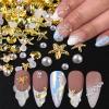 BQZQPAMZ a Bag Starfish Nail Charms About 200Pcs Pearl Nail Rhinestones Gold Shell Nail Gems Bedazzling Gems for Women DIY Summer Nail Art Supplies view 1