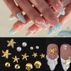 BQZQPAMZ a Bag Starfish Nail Charms About 200Pcs Pearl Nail Rhinestones Gold Shell Nail Gems Bedazzling Gems for Women DIY Summer Nail Art Supplies view 2