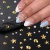 BQZQPAMZ a Bag Starfish Nail Charms About 200Pcs Pearl Nail Rhinestones Gold Shell Nail Gems Bedazzling Gems for Women DIY Summer Nail Art Supplies view 3