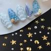 BQZQPAMZ a Bag Starfish Nail Charms About 200Pcs Pearl Nail Rhinestones Gold Shell Nail Gems Bedazzling Gems for Women DIY Summer Nail Art Supplies view 4