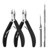 Criyar Whole Set Fine Edge Cuticle Trimmer & Nippers, Silicone Handle Carbon Steel Nail Tools for Precise Removal, Durable Washable Cuticle Cutter&Remover&Pusher Nail Clippers (Black 2PCS+Pusher) view 1