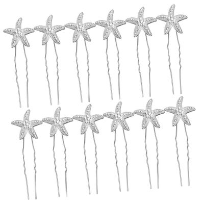 OFFIGAM 12Pcs Rhinestone Star Hair Clips for Bridesmaids Elegant Wedding Hair Accessories Lightweight Metal Hairpins for Women Celestial Design for Bridal Hairstyles