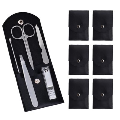 6 Sets Pack Travel Manicure Set Professional Nail Clipper Kit-5 Pieces Stainless Steel Manicure Kit, Women Men Grooming kit With Nail Care Tools Beauty Scissors Tweezers (Silver Black)
