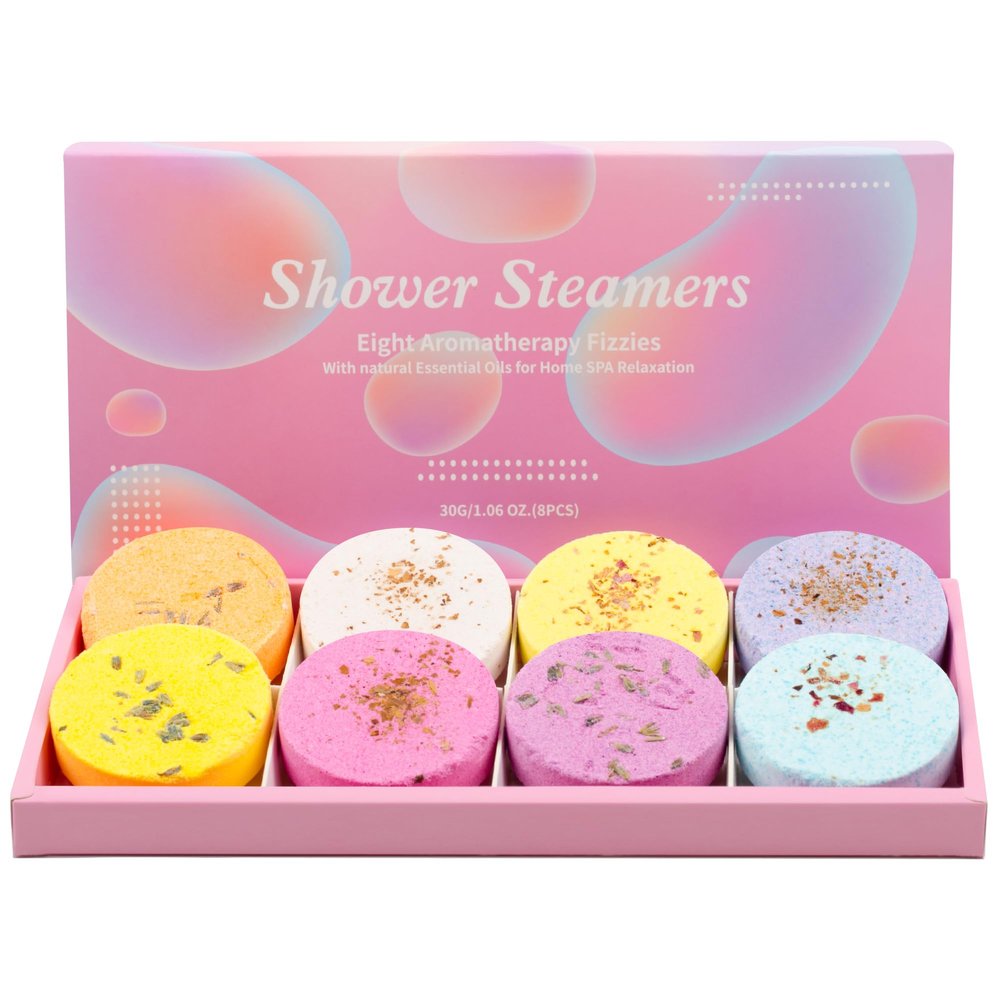 AGUDAN Shower Steamers 8 Long-Lasting Scents with Essential Oils, Individually Wrapped Spa & Self-Care Stress Relief Gifts for Her & Him, Perfect Holiday & Christmas Gift
