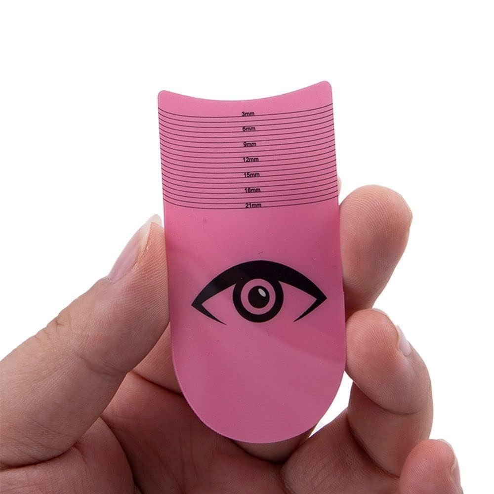 Pink Professional Eyelash Ruler and StencilsMeasure Lash Length, Symmetry and Curling Degree, Eyebrow and Eyelash Measuring Tool for Precise Makeup