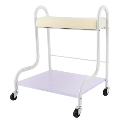 2-Tiers Foot Bath Trolley with Wheels, Portable Beauty Salon Nail Foot Soak Stand for Spa, Manicure & Pedicure, 220 lbs Capacity, Adjustable Height, Manicure Foot Rest Cart (White)