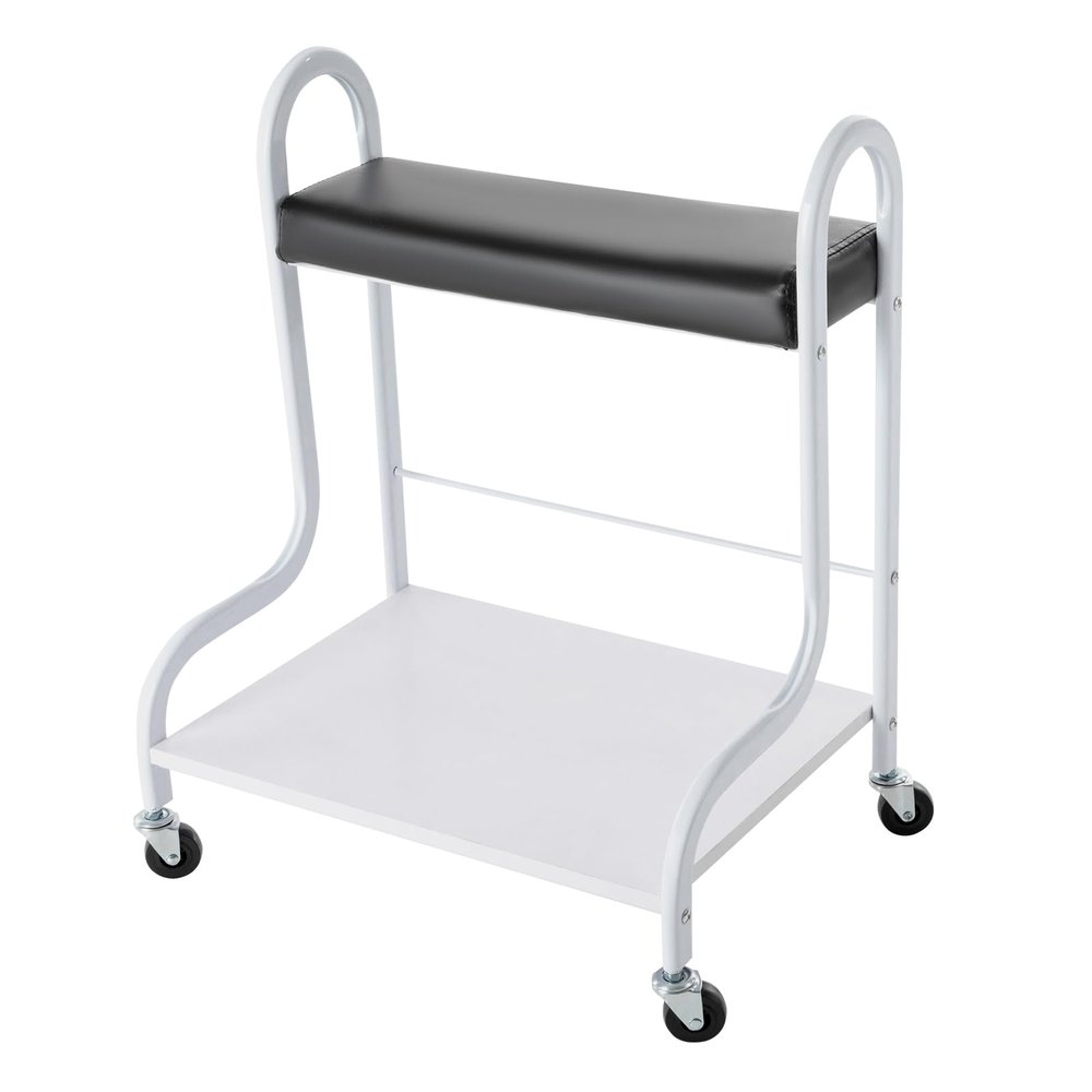 2-Tiers Foot Bath Trolley with Wheels, Portable Beauty Salon Nail Foot Soak Stand for Spa, Manicure & Pedicure, 220 lbs Capacity, Adjustable Height, Manicure Foot Rest Cart (Black)