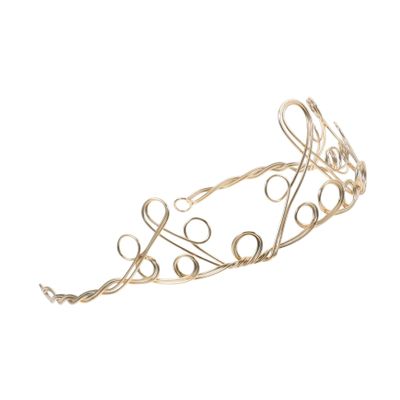 Baluue 1Pc Golden DIY Copper Crown Hair Accessory for Elegant Winding Headwear for Parties Birthdays and Ceremonies for Personalization with Pearls Crystals