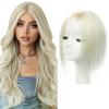 isheeny Hair Toppers For Women Real Human Hair White Highlight Black 12Inch Human Hair Topper for Women, 2 Clips Secure Hold, Realistic Artificial-Base Scalp For Changing Your Look view 1