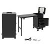 sjcdicnj Portable Rolling Manicure Table for Nail Teach, Foldable Traveling Nail Desk w/Storage, Mobile Nail Table w Adjust LIght 3 Drawers Storage, Makeup Train Case Cosmetic Trolley (Black) view 1