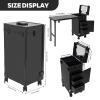 sjcdicnj Portable Rolling Manicure Table for Nail Teach, Foldable Traveling Nail Desk w/Storage, Mobile Nail Table w Adjust LIght 3 Drawers Storage, Makeup Train Case Cosmetic Trolley (Black) view 2