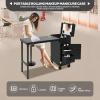 sjcdicnj Portable Rolling Manicure Table for Nail Teach, Foldable Traveling Nail Desk w/Storage, Mobile Nail Table w Adjust LIght 3 Drawers Storage, Makeup Train Case Cosmetic Trolley (Black) view 3