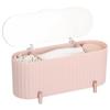 3-Compartment Cotton Swab & Pad Storage Box with Clear Flip Lid, Bathroom Countertop Organizer, Makeup Vanity Storage view 1
