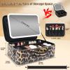 15''X11'' Large Makeup Bag with Removable Lighted Mirror, Professional Travel Make up Bag with Mirror and Light Cosmetic Train Case Organizer, PU Leather with Adjustable Dividers & Brush Storage Board view 3