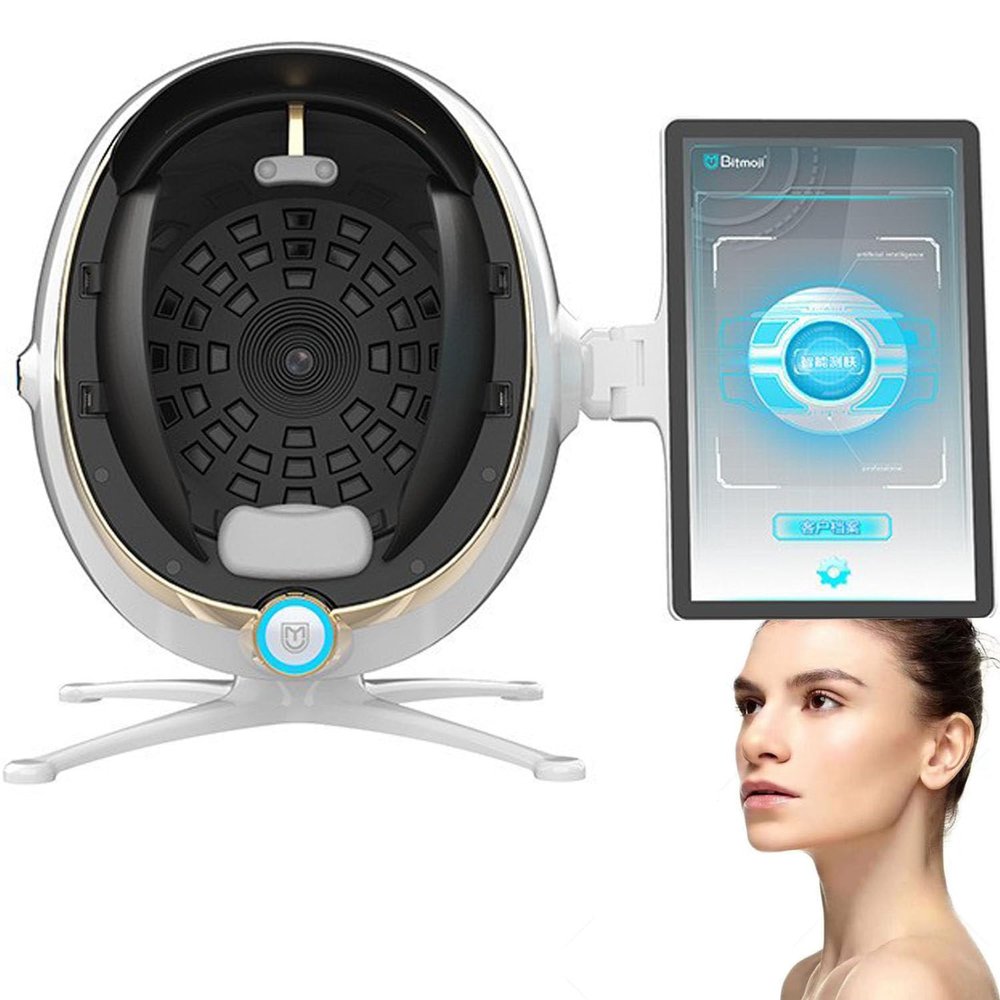 3D Skin Analyzer Machine Professional, Facial Moisture Analyzer Beauty Equipment Skin Detector with LCD Display Screen, for Healthy Skin Care,White-13.3in