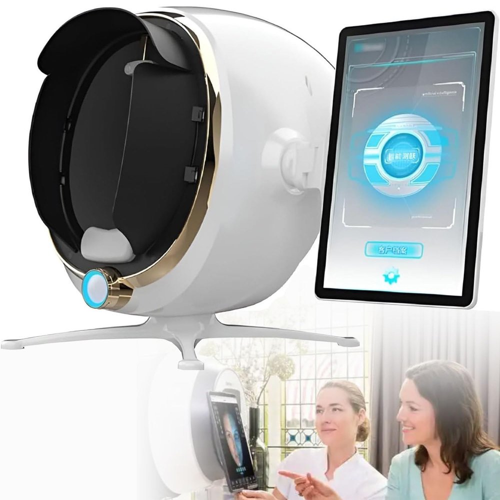 13.3/21.5 Inch Skin Analysis Machine, 36MP AI Facial Skin Analyzer, 8 Spectral Skin Analyzer Machine, Moisture Detector for Beauty Salon & Home, Multi-Language Support,White-13.3in