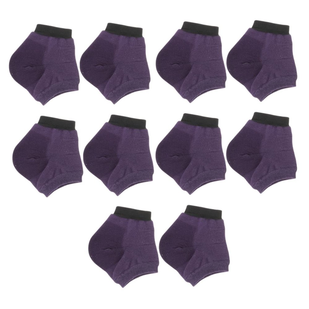CALLARON 5Pairs Purple Moisturizing Ankle Socks for Dry Cracked Heels Heel Crack Socks with Hydrating Gel for Soft for Running Walking
