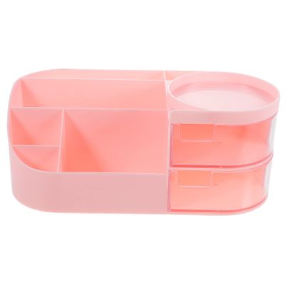 Alipis Makeup Desk Organizer with Drawers Capacity Countertop Makeup Box for Cosmetics Brushes and Office Supplies Storage for Vanity and Desktop