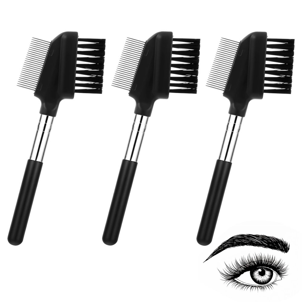 3Pcs Metal Eyebrow Comb, Eyelash Comb Separator & Eyebrow Groomer with Short Handle, Professional Grooming Tools for Eyebrows and Lashes