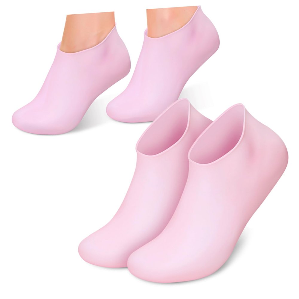 LIFKOME 2pairs Moisturizing Foot Socks Silicone Gel Lined Heel Socks for Dry Cracked Feet for Women