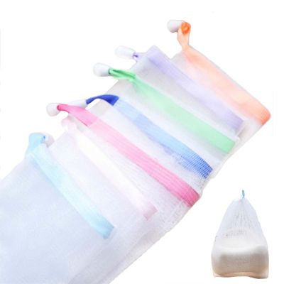 7 Pcs Mesh Soap Bag for Shower, Hangable soap saver bag Portable Travel Bubble Net Soap Pouch with Drawstring for Foaming and Drying (7, Multi colored)