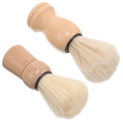 Healvian Portable Wooden Shaving Brush Set for Men 2 Pcs Soft Bristle Facial Hair Applicator for Cream and Lathering for Grooming and Travel