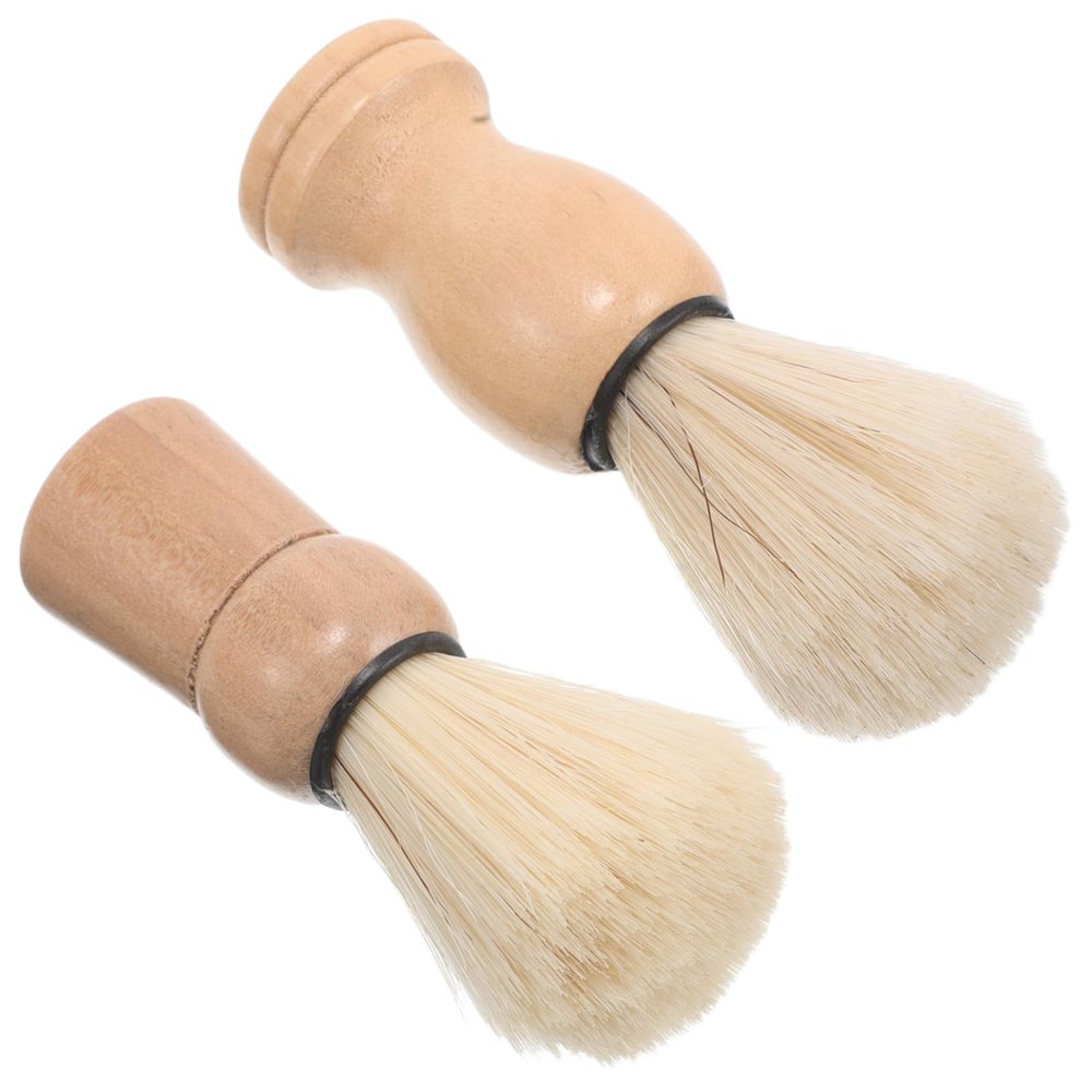 Healvian Portable Wooden Shaving Brush Set for Men 2 Pcs Soft Bristle Facial Hair Applicator for Cream and Lathering for Grooming and Travel