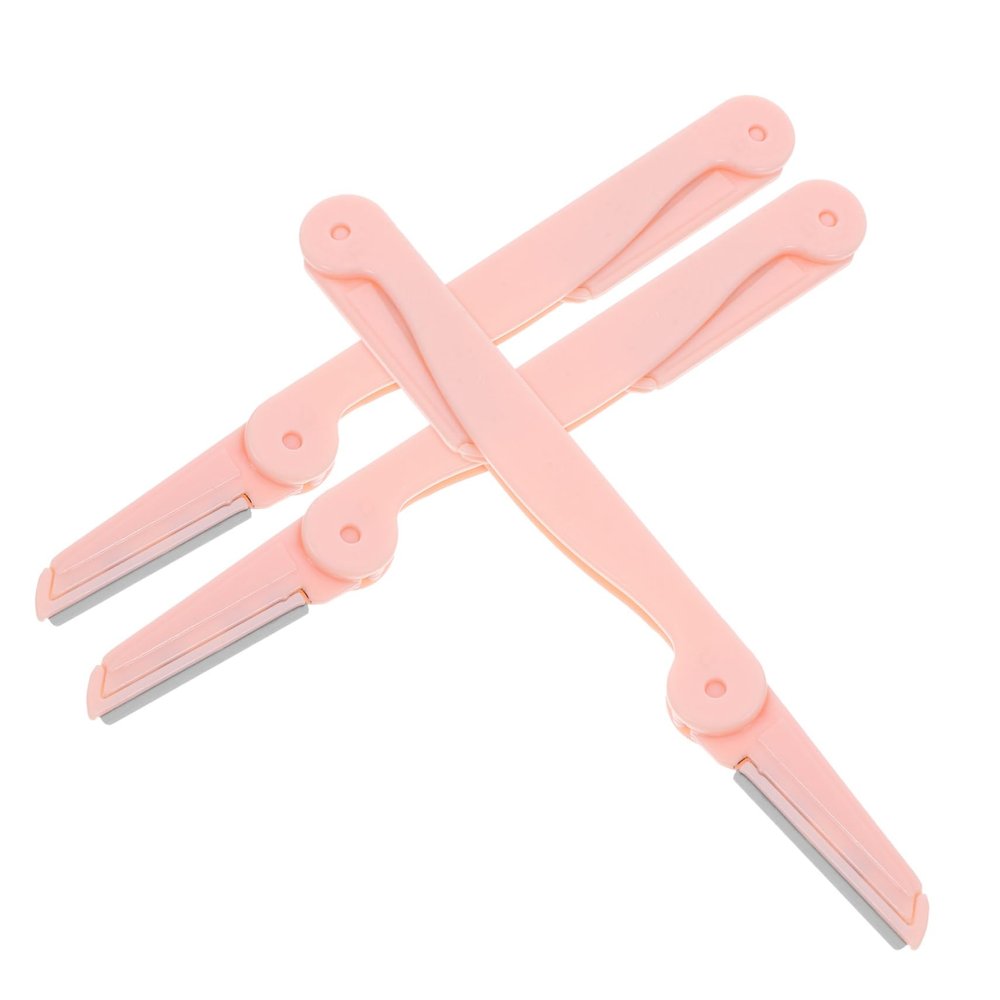 Healvian 3pcs Stainless Steel Eyebrow Razor Facial Razor Face Trimmer Portable Eyebrow Shaver Makeup Tool