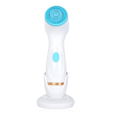3-in-1 Sonic Facial Cleansing Brush, Waterproof Electric Silicone Face Scrubber for Deep Clean, Exfoliating & Gentle Facial Massage(Blue)