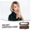 Beaupretty Elegant Velvet Lipstick Storage Box for Women Portable Makeup Case Key Coin Holder Travel Lipstick Organizers for Special Occasions view 2