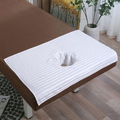 2pcs Massage Table Towels with Hole, Half Massage Table Cover, Beauty Spa Bed Face Hole Towel, Tools & Accessories Anti-Dirty Cover Sheet Head Towel(White,60x90cm)