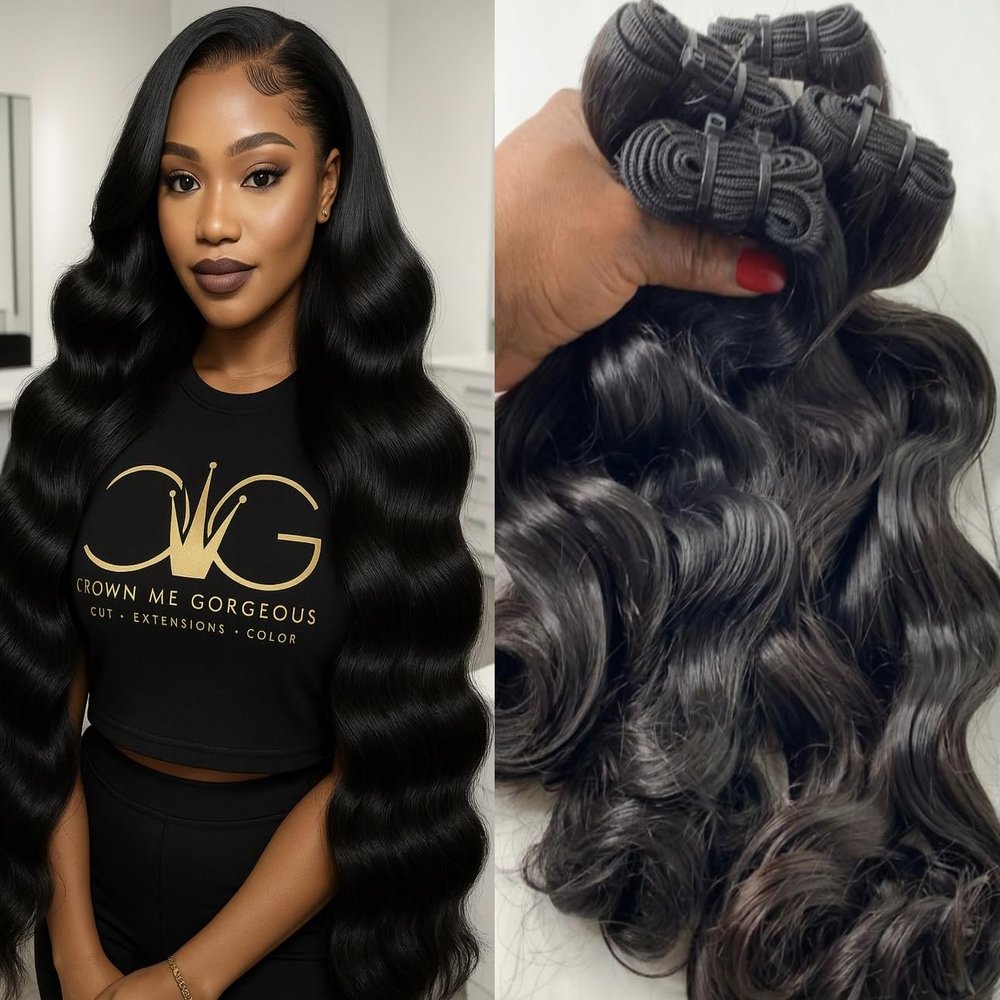 100% Raw Indian Hair Bundles  Unprocessed Virgin Human Hair, Natural Black, Cuticle Aligned, Double Weft, Tangle-Free & Shedding-Free