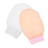 Beavorty 2pcs Faux Silk Bath Towel Exfoliating Mitts for Shower Body Scrub Pink White for Women Men view 1