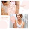 Beavorty 2pcs Faux Silk Bath Towel Exfoliating Mitts for Shower Body Scrub Pink White for Women Men view 3