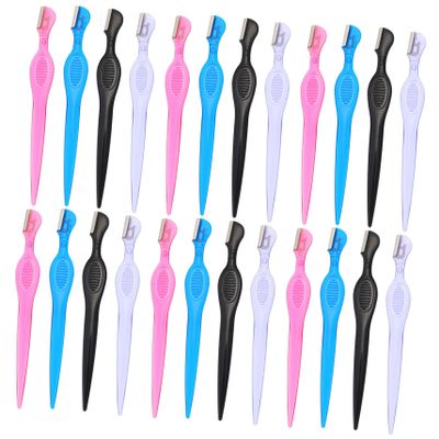 WRITWAA 24Pcs Stainless Steel Eyebrow Trimmer with Protective Cover Small Head Precision Razor for Facial Lip Neck Hair Removal Portable Non-Slip Handle Grooming Tools for Women