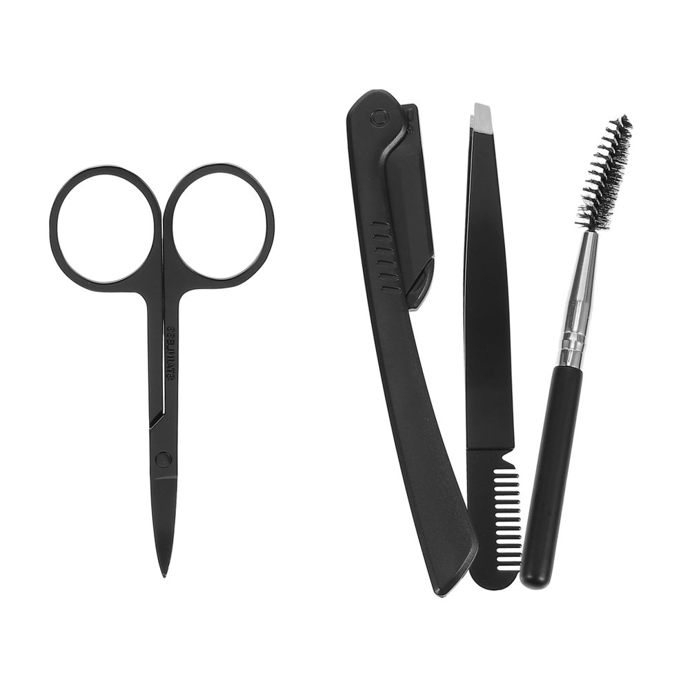 FOMIYES 1 Set Eyebrow Grooming Tweezers Scissors Razor Brush for Precise Trimming Travel Friendly Beauty Kit present for Birthdays Holidays