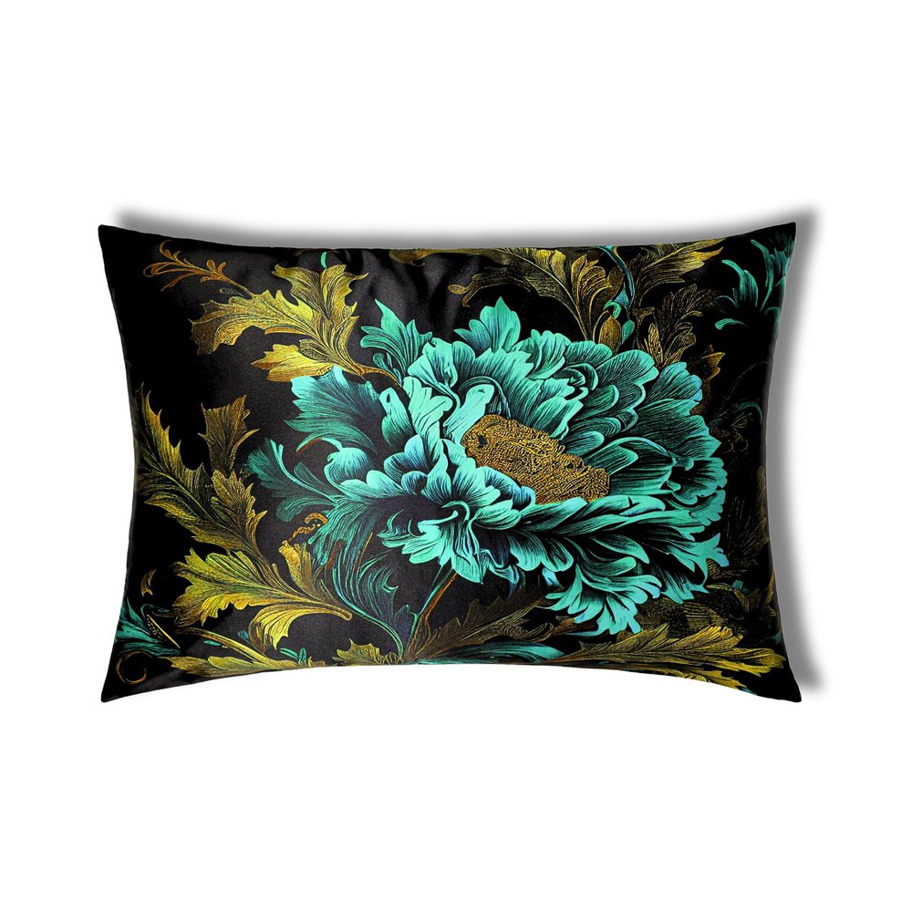100% Pure Mulberry Silk Pillowcase  Handmade in USA  22 Momme Printed Silk Cover for Hair & Skin  Anti-Frizz, Anti-Aging, Envelope Closure  For Women & Men (Chrysanthemum, Standard)