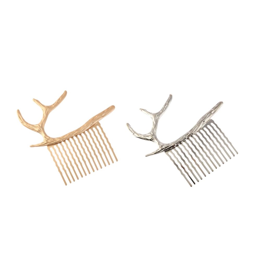 Beaupretty 2pcs Women Antlers Hair Combs Decorative Headdress Accessories Gold Silver for Parties Pageants and Special Occasions Lightweight Comfortable Female Hair Accessories
