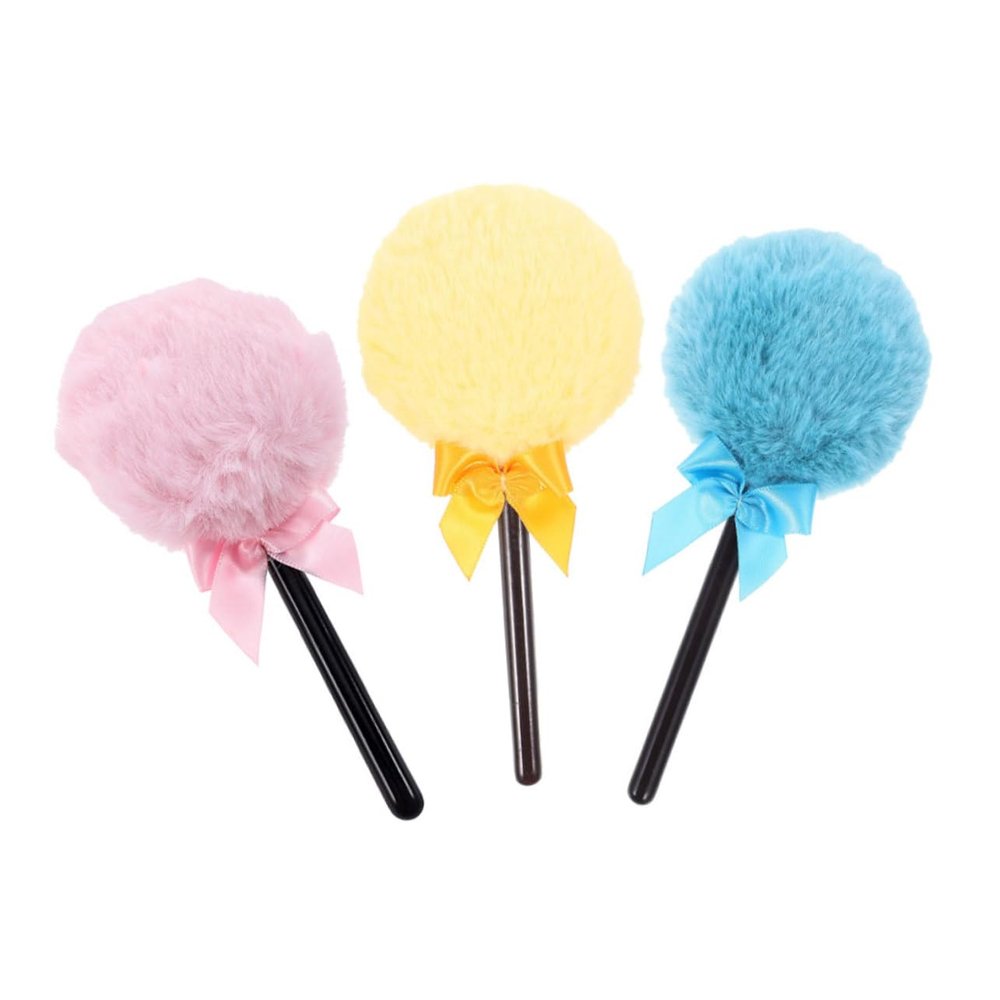 BIUDECO 3pcs Lollipop Handle Powder Puff Reusable Velour Cosmetic Tools for Easy Makeup Application Chic Design for Loose Powder Colors Included