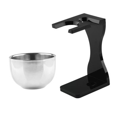 ELAYARD Men's Grooming Shaving Kit 2-Piece Beard Brush Stand and Shaving Bowl Set Acrylic for Suitable for Personal Use
