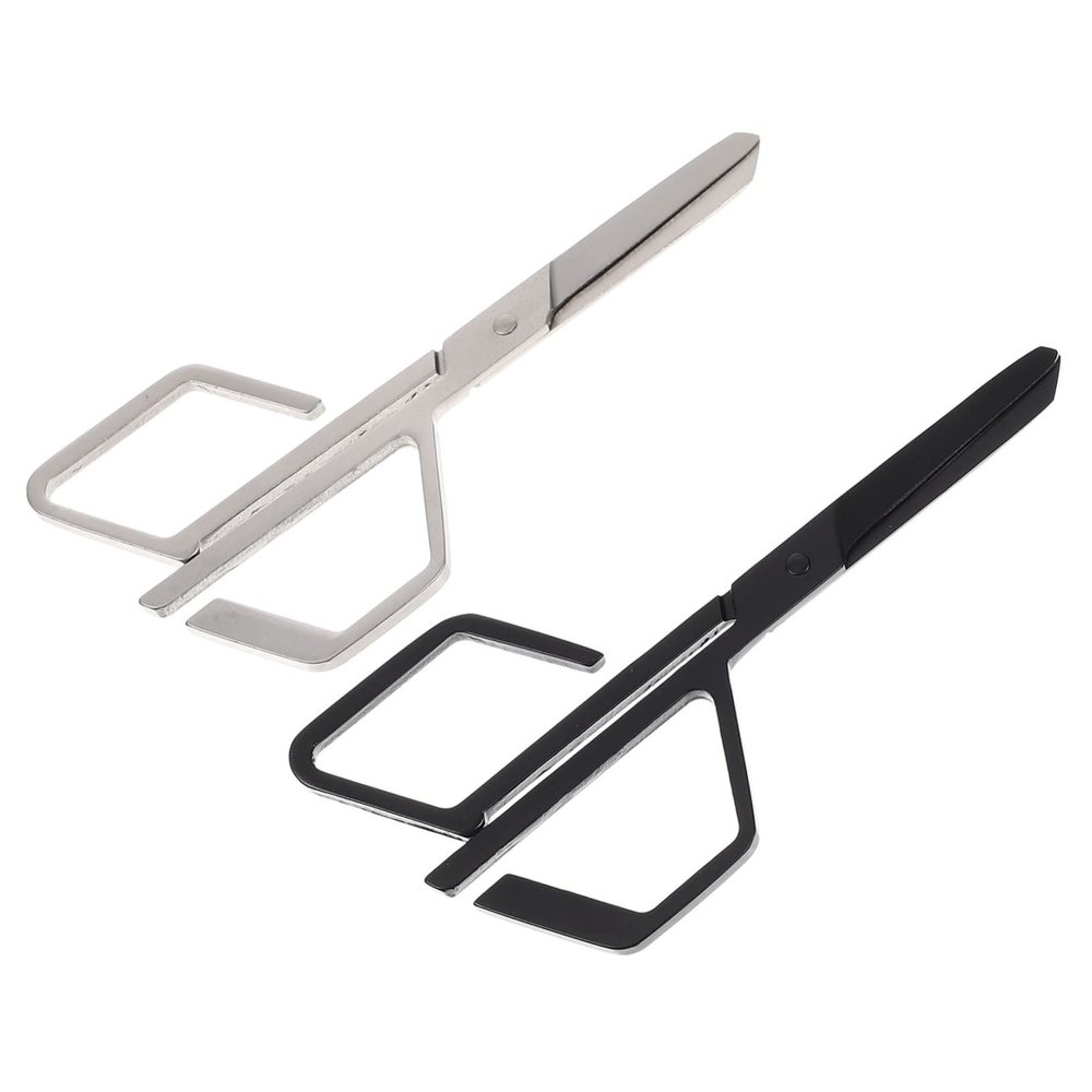 DEARMAMY 2Pcs Stainless Steel Nose Hair Scissors Manual Nose Hair Trimming Tools for Men and Women Precision Cutting Ergonomic Design